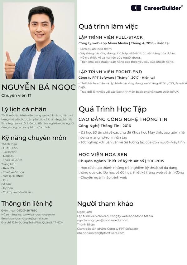 CV công nghệ thông tin