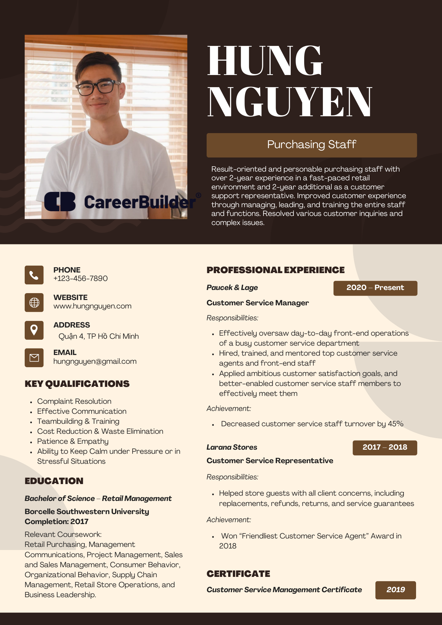 cv purchasing staff tiếng anh